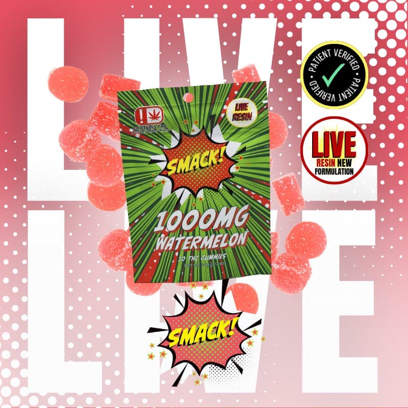 Watermelon - LIVE RESIN -1000mg 10ct. Gummies - SMACK!