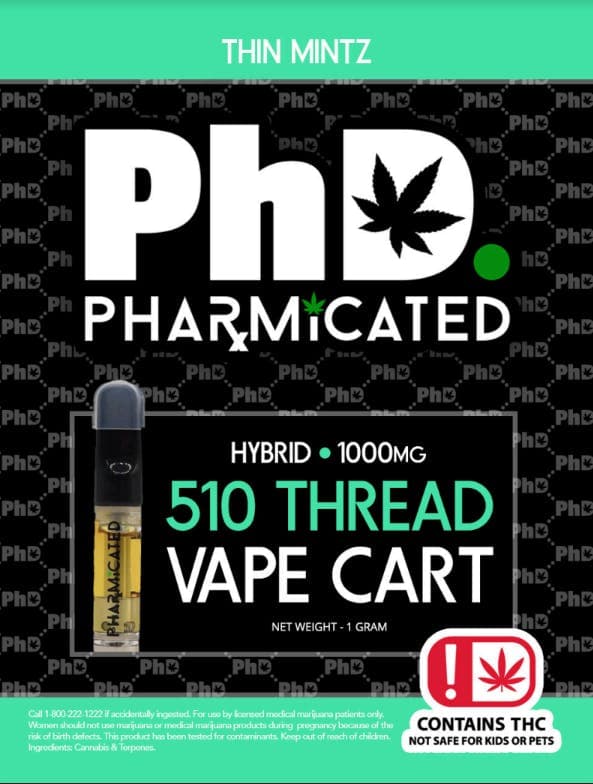 Pharmicated 510 Thread Vape Cart- 1000 mg - Thin Mintz (H)