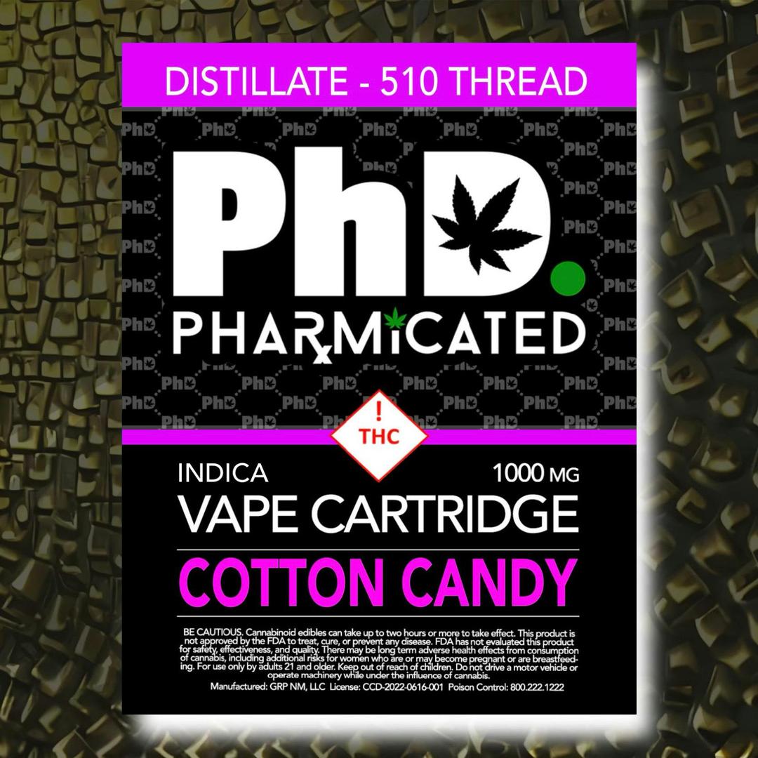 Pharmicated 510 Thread Vape Cart - 1000 mg - Cotton Candy (I)