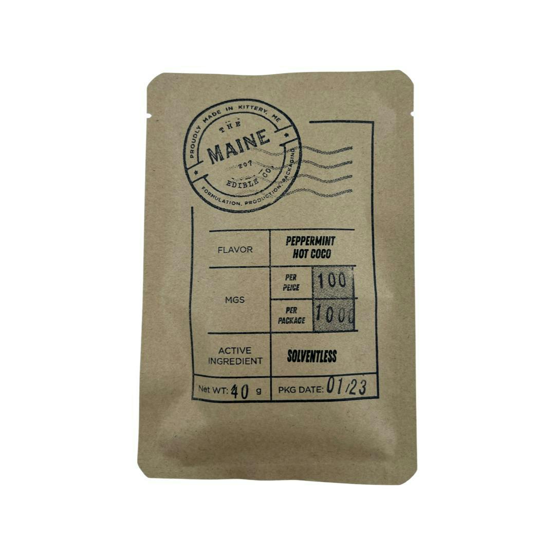 1000mg Peppermint Hot Coco Chocolate Bar- The Maine Edible co.