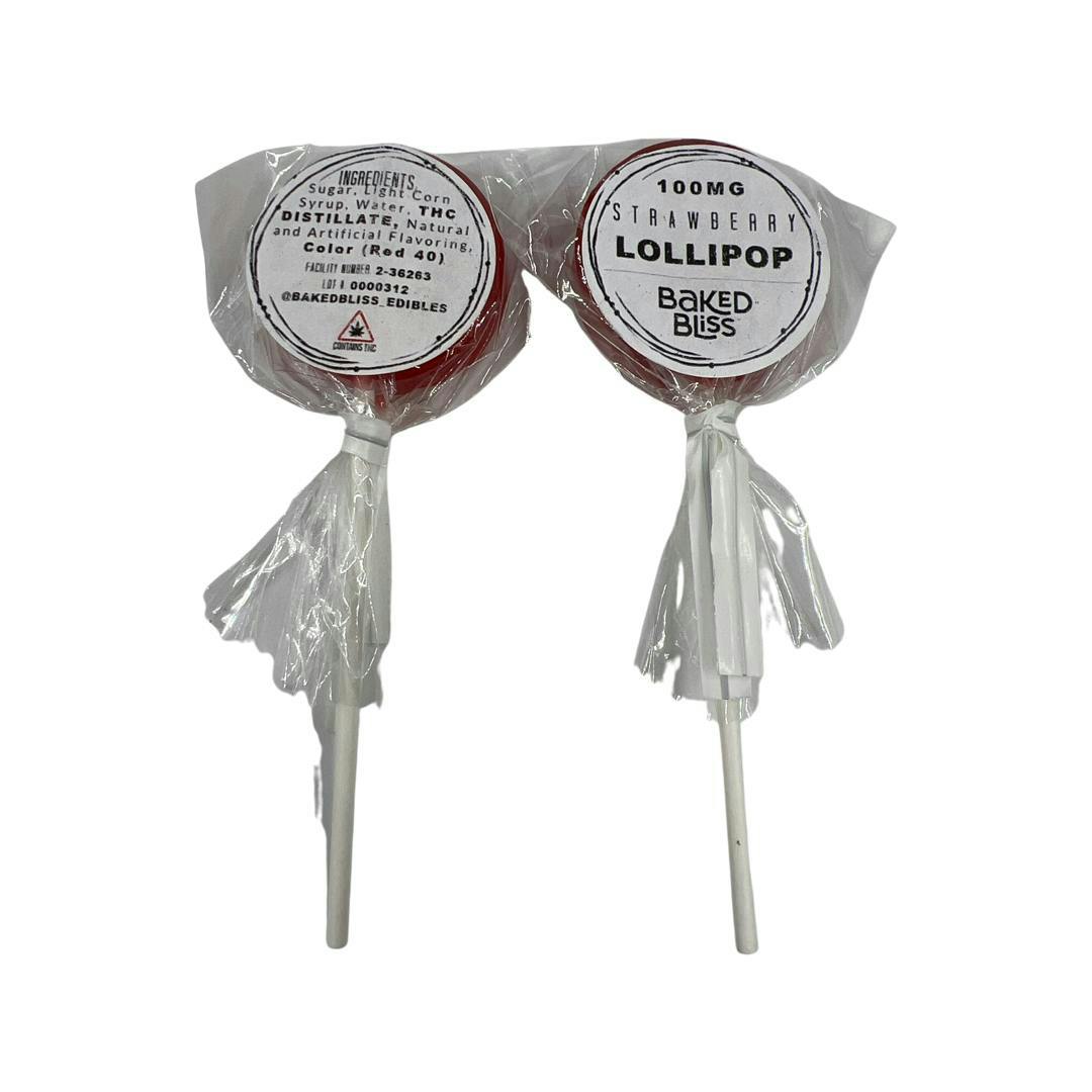 100mg Strawberry Lollipop -Baked Bliss
