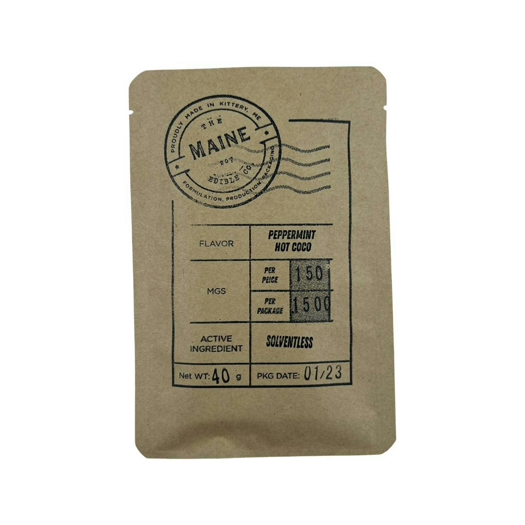 1500mg Pepermint Hot Coco Chocolate Bar- The Maine Edible co.