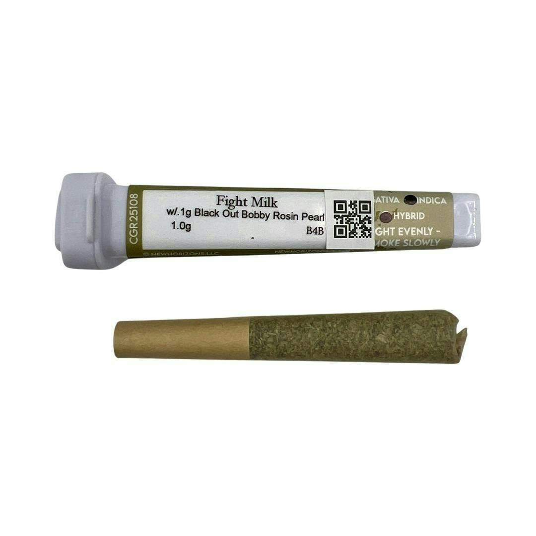 1g Fight Milk w/ .1g Black Out Bobby Rosin Pearl Pre-Roll - New Horizons