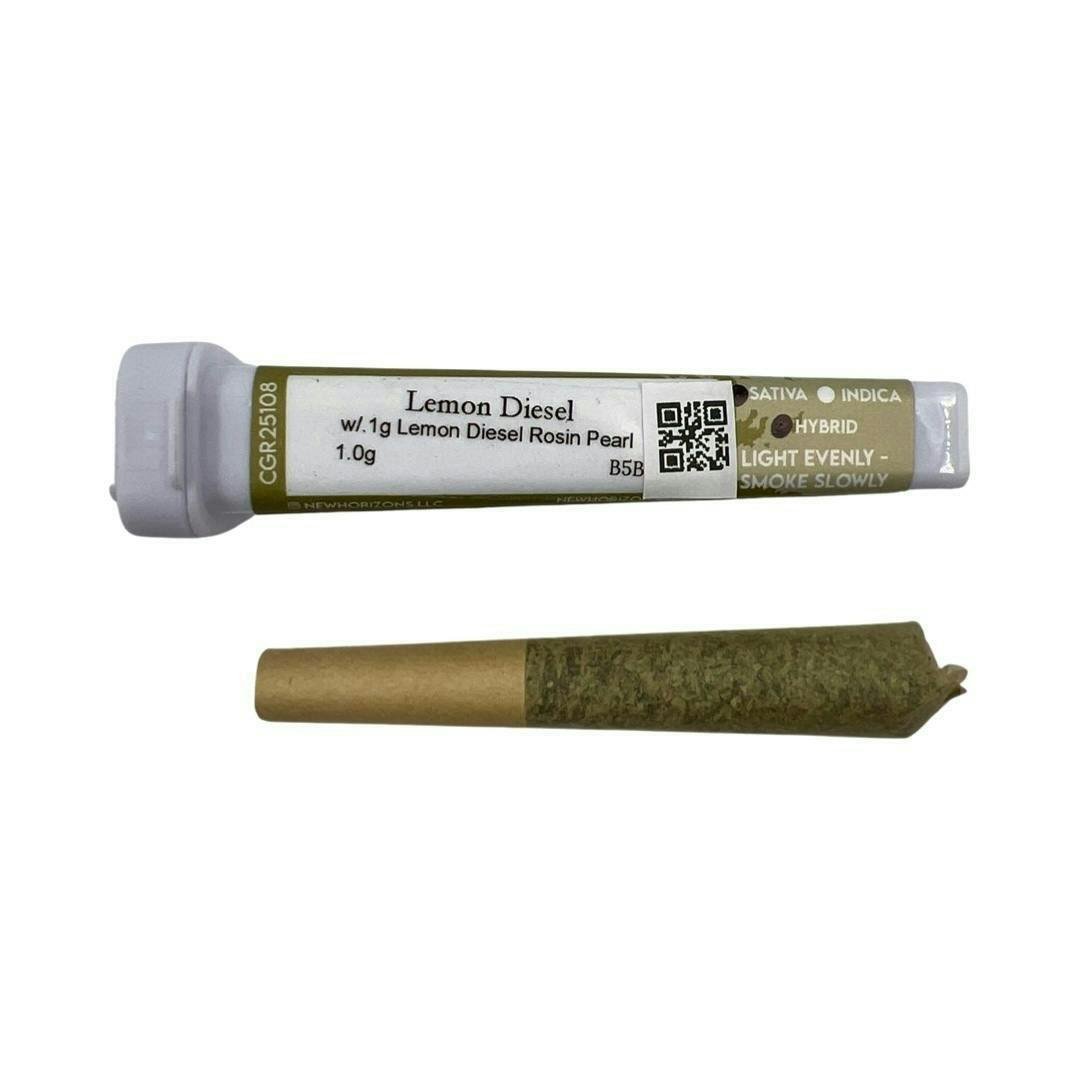 1g Lemon Diesel w/ .1g Lemon Diesel Rosin Pearl Pre-Roll - New Horizons