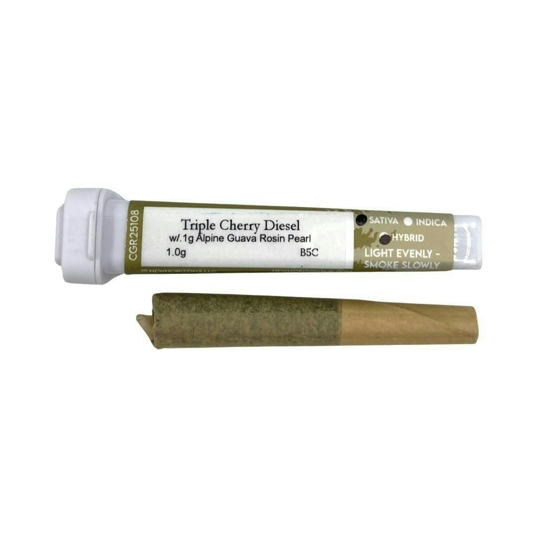 1g Triple Cherry Diesel w/.1g Rosin Pearl Pre Roll -New Horizons