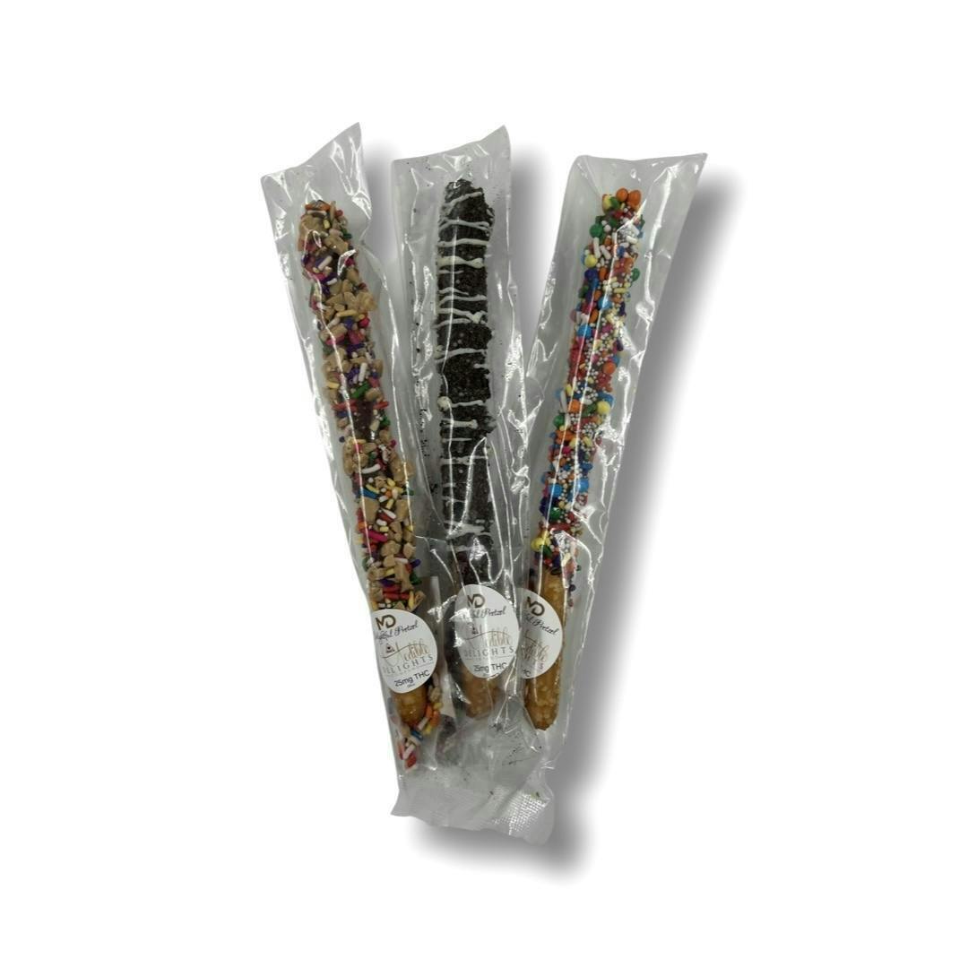25mg Chocolate Covered Pretzle Sticks