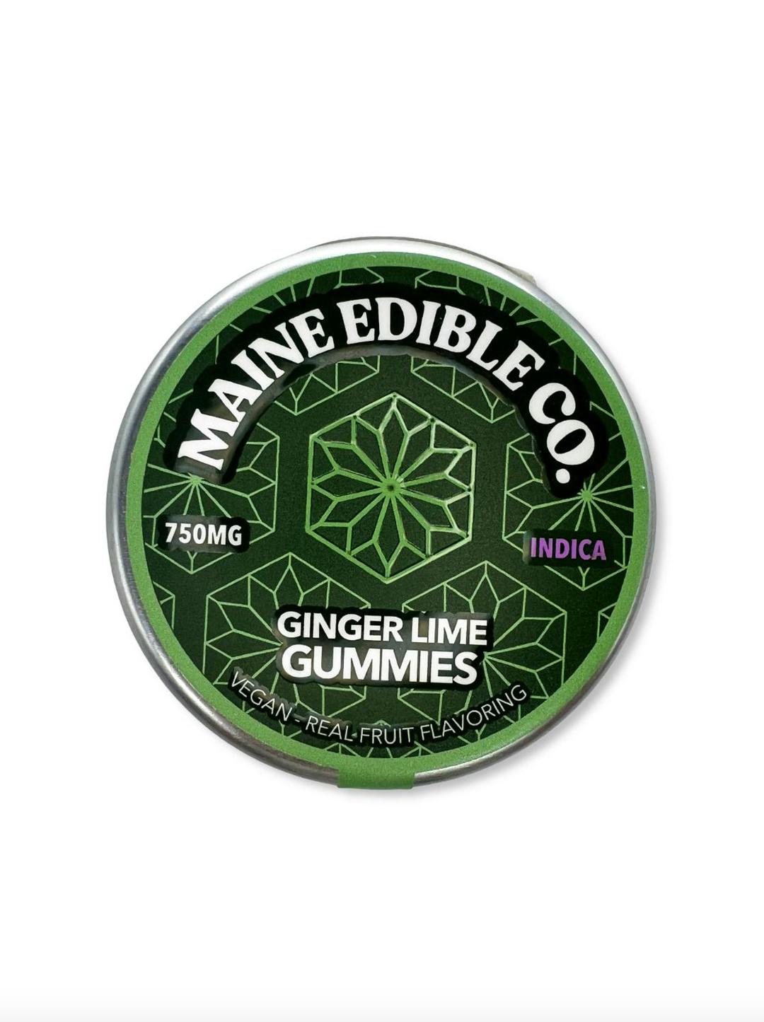 750mg Ginger Lime Indica Gummies - The Maine Edible Co.