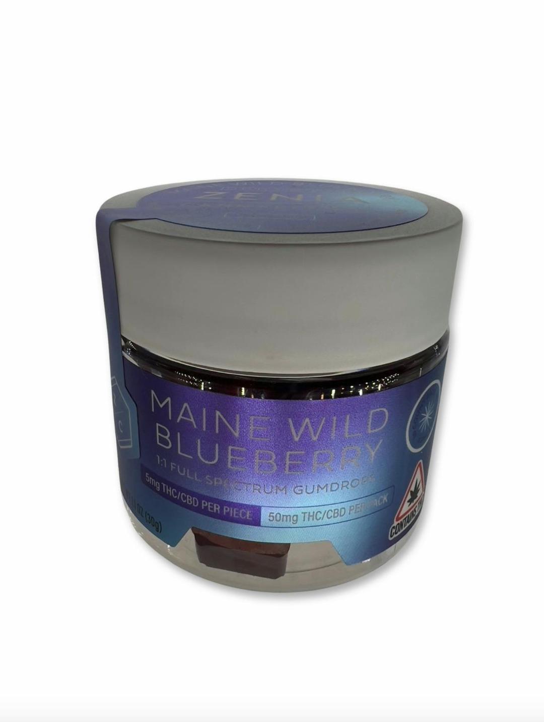 5mg Maine Wild Blueberry 1:1 CBD : THC Gummies - Zenia Cannabis Co.