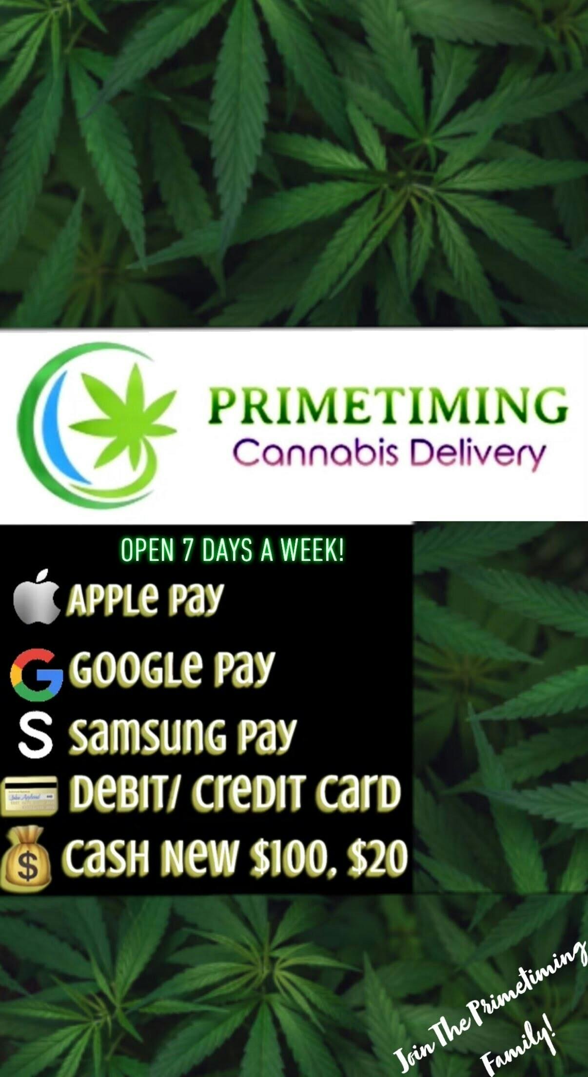 Primetiming Cannabis Delivery (ALL TAXES INCLUDED) storefront banner - recreational marijuana delivery